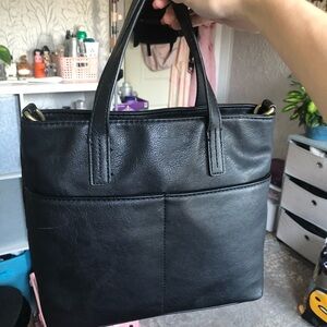 Elegant Black Leather Tote Bag